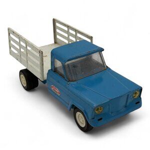 Vintage Tonka Blue Stake Truck – 1960s Pressed Steel Toy Vehicle w/ White Bed